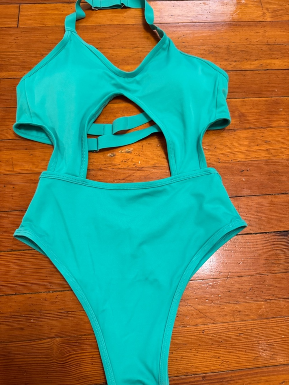 CXIX Dollhaus Polewear Bodysuit Aqua Halter One-Piece Swimsuit - Picture 4 of 7